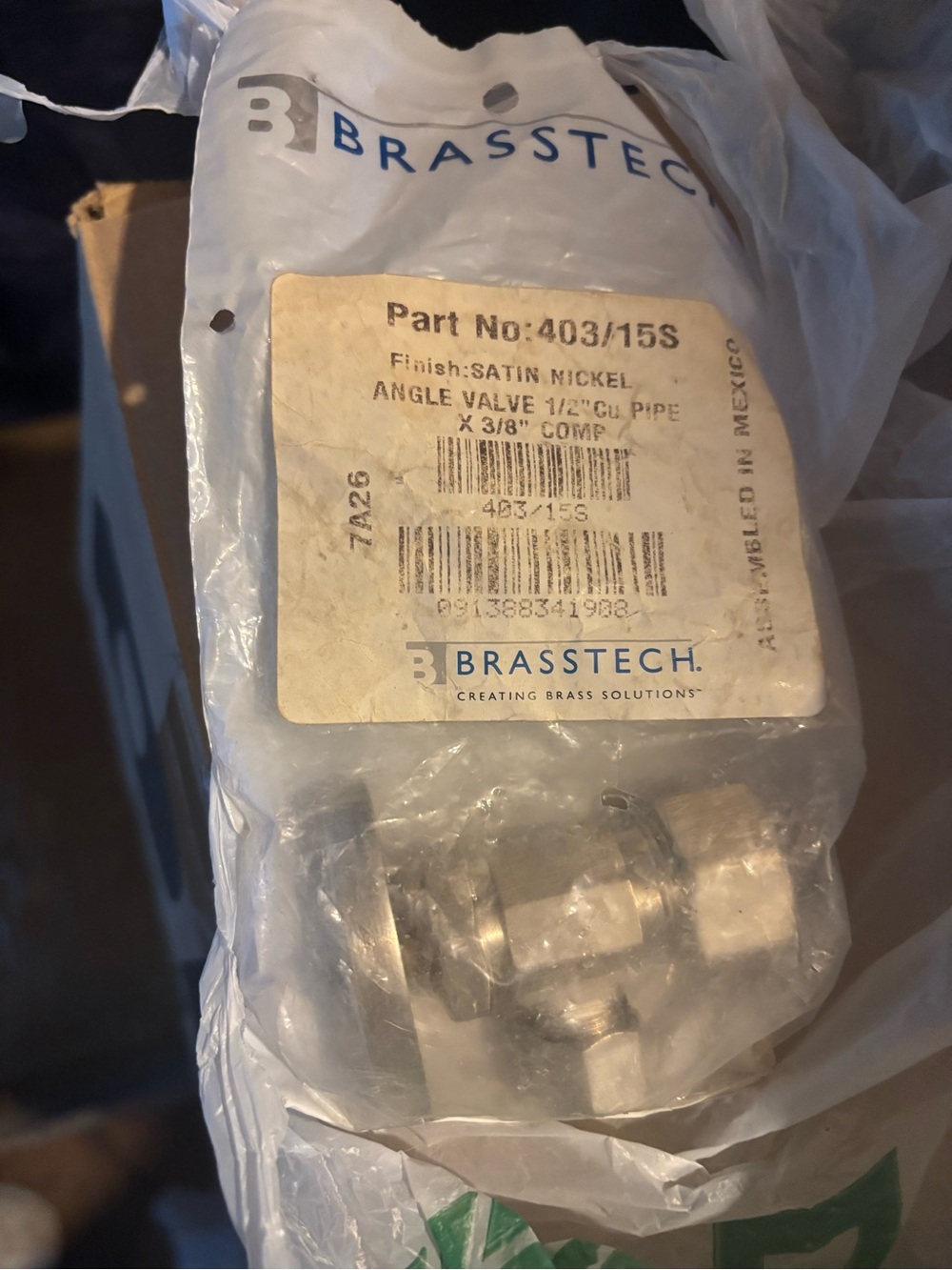 Brasstech Satin Nickel Angle Valve (1/2" x 3/8")